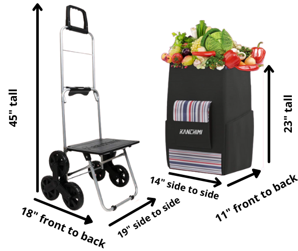 The Best Shopping Cart With Wheels - Kanchimi Dimensions